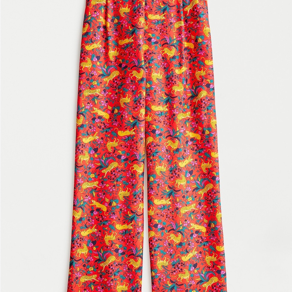 J. Crew 100% silk pull on pant in jungle cat floral print
